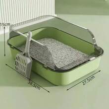 High-Side Cat Sandbox Splashproof Cats Litter Box With Removable Scoop Non-Stick Large Capacity Kitten Toilet Tray Pet Supplies