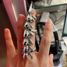 Unusual Large Solid Gothic Steampunk Jointed Skeletal Claw Full Finger Ring - Multicolor - View 7