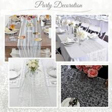 Silver Glitter Tablecloth, Wedding Decor, Transparent Silver-Foiled Tablecloth, Romantic Boho Tablecloth, Suitable For Birthday, Baby Shower, Wedding, Dining Table Decoration