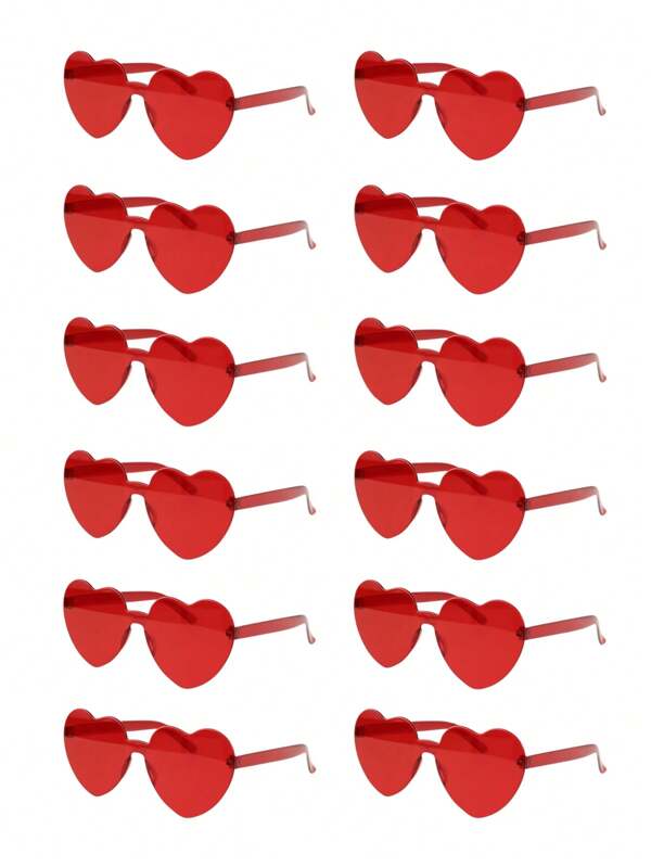 6 piezas Gafas de fiesta con forma de corazón, gafas sin montura con forma de corazón en color negro, gafas de corazón divertidas para regalos de fiesta, Navidad