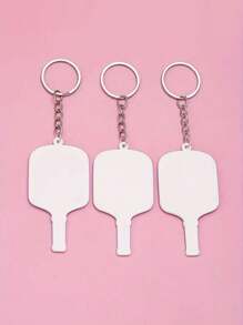 1pc Colorful Striped & Floral Print Pickleball Paddle Keychain - Metal, Charming Sports Bag Accessory, Ideal For Car Keys & Bags, Perfect Gift For Men & Women, Sports Accessory Gift|Whimsical Keychain|Metal Keychain - Multicolor - View 4