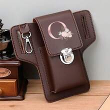 Stylish PU Leather Waist Bag For Men's Mobile Phone Waist Bags Fanny Pack Organizer Fashion Outdoor Storage Bag Lightweight Flip Phone Pack Belt Bag, Cards Holder-Holds Phone For Travel - Brown - View 19