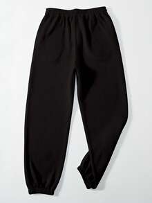 Ladies Casual Sports Autumn And Winter Warm And Fleece Sweatpants Letter Printed Fashion All-Match Fleece Sweatpants