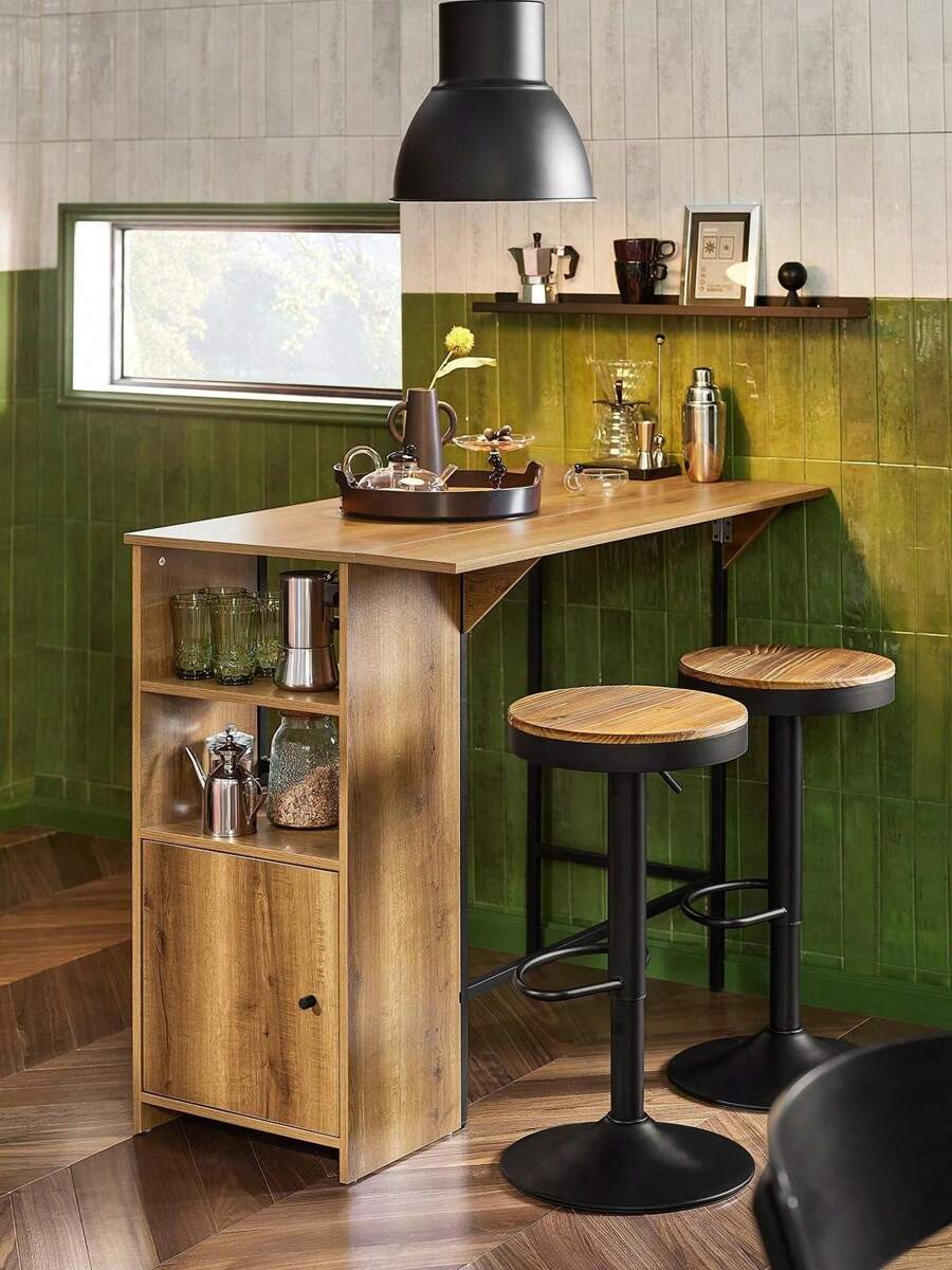 SoBuy Breakfast Bar Table, Wall Mounted Desk, Breakfast Bar FWT98-PF - Grey - View 1