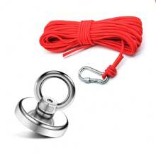 Set di magneti da pesca ad alte prestazioni con magneti in terre rare al neodimio ultra-resistenti da 3,2 cm/1,26 pollici, corda da 393,7 pollici e accessori in acciaio inossidabile, in metallo argento anti-ruggine, perfetto per la raccolta di metalli, la cucina, il recupero all'aperto e la pesca