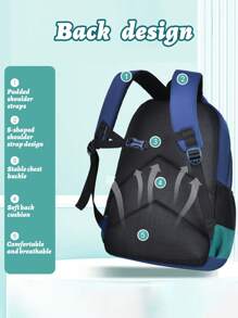 3pcs/Set Astronaut Themed Kids Backpack, Lunch Box Bag, Pencil Case Set, Lightweight Spacious Bookbag For Boys School, Back-To-School Essentials, Fit For 6-14 Years Old Students