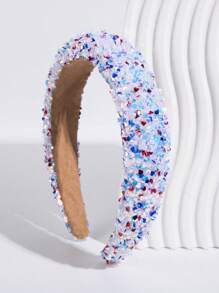 1 pieza Nuevo estilo de diadema con corona alta decorada con lentejuelas, accesorio de fiesta brillante y de moda