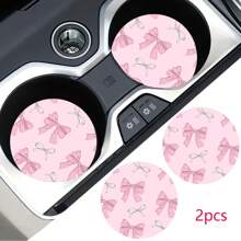 2 pezzi Sottobicchieri per portabicchieri auto con stampa leopardata e fiocco, universali, antiscivolo e antiurto, accessori per interni auto, idea regalo per feste