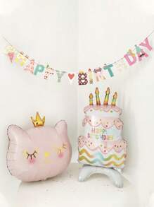 Decoração de Aniversário Conjunto para Fotografia: Coroa, Balão de Gato, Decoração de Festa, Balão de Gato, Coroa de Gato Preto, Balão de Folha, Decoração de Balão para Feriado e Jardim