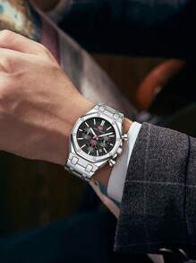 1 件装男士运动石英表多功能小表盘日历夜光指针不锈钢表带商务休闲男士手表礼物 - 均碼 - 查看 7