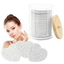 100-Piece Heart-Shaped Compressed Face Sponge With Storage Container For Cleansing Natural Cellulose Disposable Face Sponge SPA Sponge For Facial Cleansing Exfoliating Cosmetics Or Mask Removal