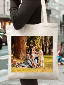 Borsa a tracolla in tela personalizzata con stampa grafica, borsa riutilizzabile alla moda unisex per la scuola