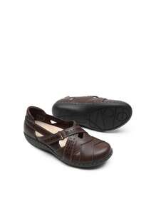 Women Comfortable Loafers Arch Support Mary Jane Style Slip On Casual Walking Hollow Cutout Flats Loafers Closed Toe Work Shoes - Cà phê nâu - Xem 6