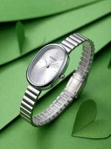 1 件女士不锈钢表带简约艺术石英表，适合日常佩戴 - 銀色 - 查看 7
