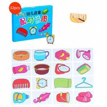32pcs/Box Matching Card Montessori Early Education Puzzle Toy, Cartoon Jigsaw Puzzles For Animals, Colors, Shapes, Cognitive Training, Gifts, Party Games - Multicolor - View 10