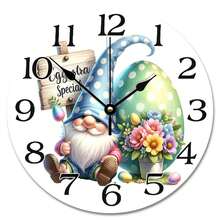 Easter Egg Gnome, Battery-Operated Wall Clock, Kitchen Decor, Home Decor And Accessories, Unique Gift For Friend - Mixed Colors - View 1