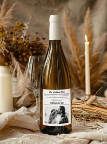 1/2/4/6/12PCS Wedding Proposal Wine Labels Custom Photo Stickers - Waterproof "Will You Be My Bridesmaid" Gift Set For Bachelorette Party/Bridal Shower/Rehearsal Dinner, Maid Of Honor Anniversary Gifts, Engagement Party Favors Couple Gifts For Her/Him Black & White Design