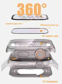 Tempered Glass Screen Protector Cover Compatible With Apple Watch Series 10/9/8/7/6/5/4/SE 42mm 40mm 41mm 44mm 45mm 46mm, 9H Hardness Anti-Scratch Full Coverage, Bubble-Free Installation Case Compatible With Apple Watch