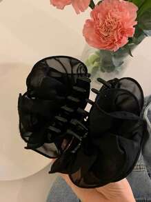 1pc Fashion Elegant Delicate Lace Rose Hair Claw, Suitable For Party And Ball Wear Hair Clips Hair Jaw, Casual Fall Winter Hair Accessories For Women For Vacation Outfits Woman Flower Hair Clip Summer Beach Holiday Essential - Black - View 5