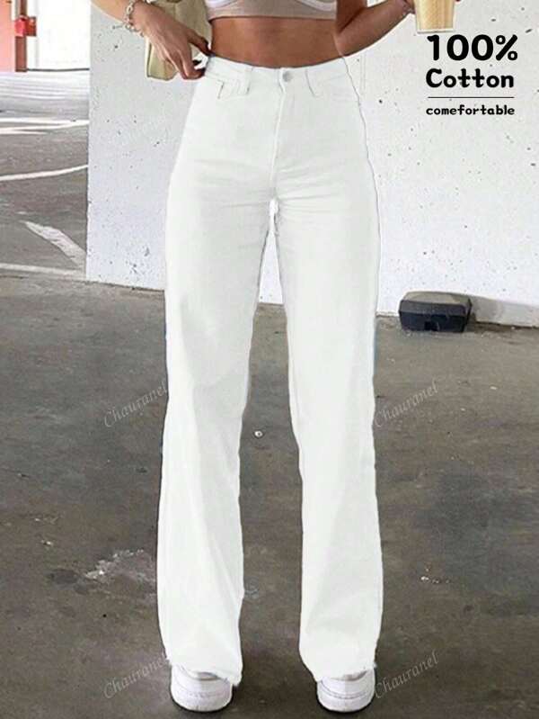 Y2K Music Festival Women's Button Waist Belt Loop Straight Leg Casual Fashion Streetwear Sporty Pants