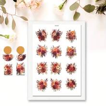 CYFUN DESIGN 1 件花朵花卉软陶瓷耳环水转印纸彩绘小花手工粘土一次性水溶性贴纸返校，返校，学校用品 - 彩色 - 查看 21