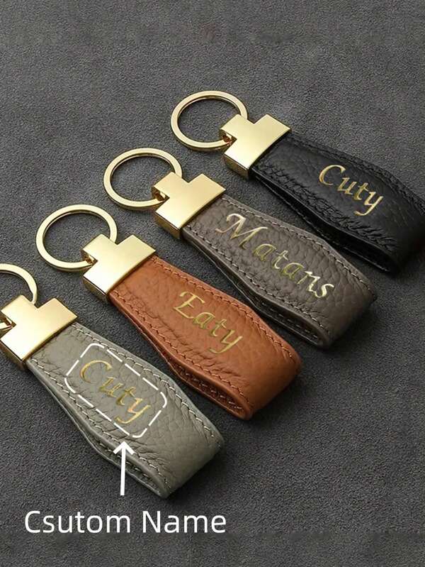Personalized Custom Golden Name Faux Leather Keychain Car Key Ring Unisex Stylish Accessory For Men Women Gift For Valentine'S Day Thanksgiving Christmas New Year'S Customized Gift