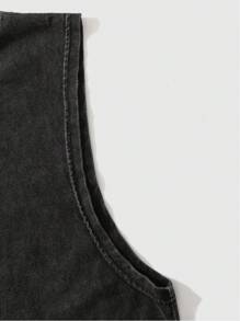 Lonblece Men's Casual Loose Hem Distressed Print Tank Top With Snowflake Element, For Summer - Black - View 4