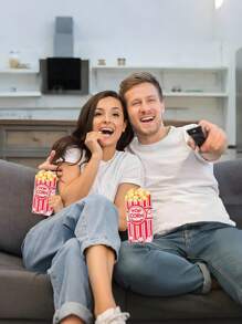 50pcs Popcorn Box Gift Bag With Twist Tie, Popcorn Box Theme Birthday Shower Party Gift Wrapping Supplies, Popcorn Gift Wrapping Supplies Popcorn Gift Bags, Party Favor, Birthday Gift Party Gift, Popcorn Bags Individual Servings, ForFor Home Wedding Party Decoration, Easter Mother's Day, Spring Decorating, Graduation Season - Multicolor - View 5