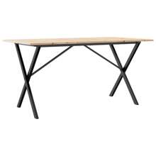 Table à manger structure en X 160x80x75 cm acier massif bois de pin