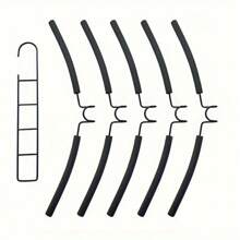 1 Pc Space-Saving 5-Layer Magic Hanger - Non-Slip, Foldable Metal Clothes Organizer For Dorms & Wardrobes - Black - View 12