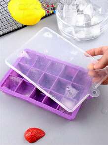 1 Piece Purple Silicone 15 Grid Or 24 Grid Ice Box With A Cover For A Household Square Ice Box, Ice Box Mold, Household Ice Box Ice Box Mold