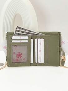 MINGYOU Women Short Snap Button PU Leather Wallet Soft Multi-Function Fashion Casual Card Case Zipper Minimalist Student Coin Purse Compact And Stylish For Women Wallet Mini Wallet Purse Wallet Small Wallet - Green - View 4