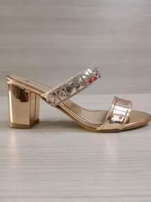 Sandalia de tacon para mujer, zapatilla elegante y casual para lo evento formales e informales los puedes utilizar en la oficina, en comidas, Bodas, Bautizos, XV y mas, no te quedes sin los tuyos - Oro rosa - Ver 5