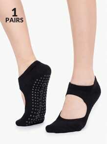 1/2/3/5雙女款多色/素色運動襪，開腳背設計，吸濕排汗針織布料，防滑橡膠底，適合瑜伽、舞蹈、室內皮拉提斯、地板健身及其他運動，可作為禮物或在秋季穿著 - 彩色 - 查看 21