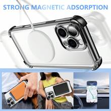 磁吸防摔电镀防震手机壳，兼容苹果 11/12/13/14/16 Pro Max、S22/23/24/25+、OPPO、vivo、红米13C+、Moto G、红米Note 13C/14/12/11 Pro、荣耀90/80/70/60/50/X9 AB，全套防震电镀手机壳，国际版，非国内版 - 黑色 - 查看 3