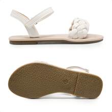 Girls Sandals Classic Open Toe Braided Flat Sandals Summer Dress Shoes - 杏色 - 查看 8