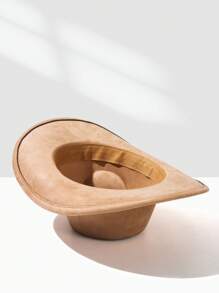 1pc Men's Fashionable Retro Simple Faux Suede Beret Hat With Decorative Buckle, Suitable For Party, Outdoor, Daily Wear - Camel - View 4