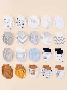 4 Pairs Baby Anti-Scratch Full Finger Mittens, Random Cute Animal & Rainbow Print Cartoon Mittens, Suitable For All Seasons, Maternity & Infant Supplies, Elastic Drawstring Adjustable - Multicolor - View 4