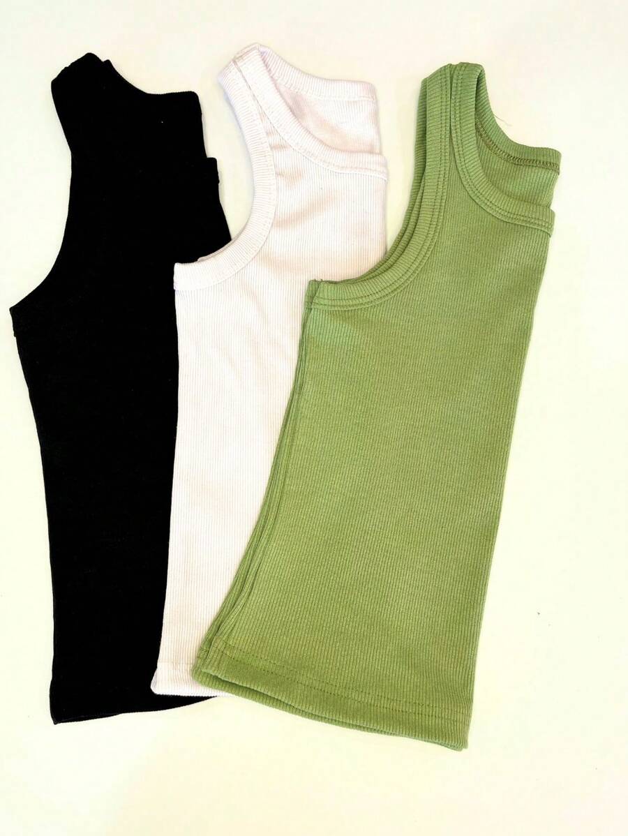 Kit 3 American Summer Blogger Tank Tops - 薄荷綠 - 查看 1