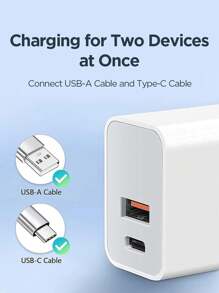 20W USB C 快速充电器配备快速充电线超高速充电器适用于 、iPad、Air Pods、平板电脑 - 通用兼容性 Nan