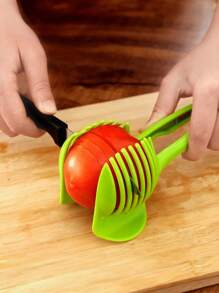 1 件手动塑料切片机 - 多功能水果切片机，适用于番茄、柠檬、鸡蛋切割器 - 用于切片圆形水果和蔬菜的厨房工具，无需电力
