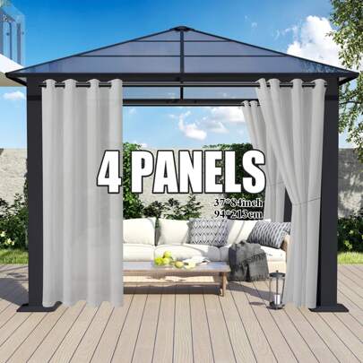 Cortinas impermeables para interiores y exteriores de 4 paneles para patio, privacidad, bloqueador solar, panel de cortina con ojales, cortinas resistentes a la intemperie y a los rayos UV para cenadores, porches delanteros y pérgolas