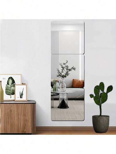 8/10pcs Square Decorative Mirror Stickers, Modern Style Self-Adhesive Acrylic Wall Stickers For Home Decor, Bedroom Accessories Home Bathroom Decor Fall Decor Makeup Organizer Back To School