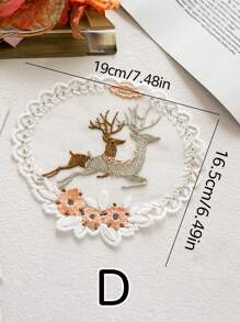 1pc Lace Hollow Rose Pad Applicable For Home Dining Table Mat Vintage Lace Embroidered Vase Pad Decorative Mat