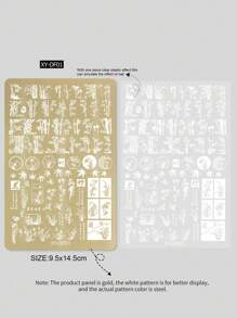 最新美甲设计印刷板，包括蕾丝、蝴蝶、玫瑰花、丝带、领结、蛇格图案美甲印花模板、不锈钢美甲印花板、中国风竹花印花 - 彩色 - 查看 18