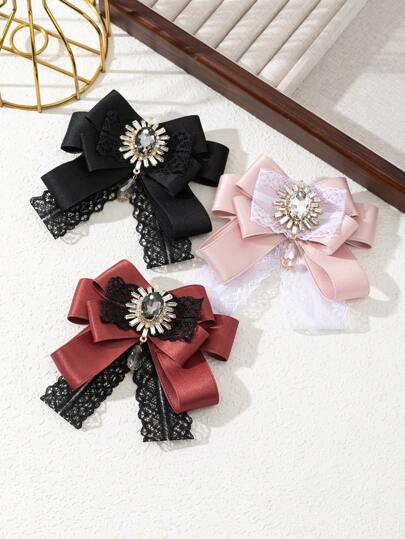 1 pezzo Elegante spilla extra large in tessuto con fiocco, decorata con strass a forma di girasole, gioiello di lusso, adatta per uso quotidiano, regalo per occasioni speciali