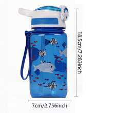 1pc 600ml/20oz Cute Durable Cartoon Animal Printed Plastic Water Bottle, Portable For Outdoor Camping, With Straw, Lid, Spill-Proof, Carrying Rope Handle, Perfect Gift For Outdoor, Sports, School, Picnic, Hiking, Holiday, Birthday - Multicolor - View 8