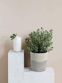 1 件编织绳花盆篮，用于室内储存，花卉和植物篮，现代家居装饰储物篮 - 黑與白 - 查看 3