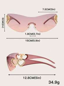 1pc Plastic Frameless Wrapped Gold Heart-Shaped Decorative Fashion Fashion Glasses For Women