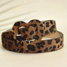 1 件装新款人造毛皮豹纹心形扣女士腰带，时尚热销，圣诞节别针扣